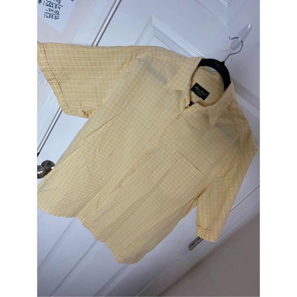 Eddie Bauer men’s shirt sleeve button up shirt yellow size large